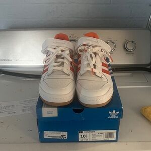 Adidas men’s Forum Low Sneakers - White, Red, and Orange